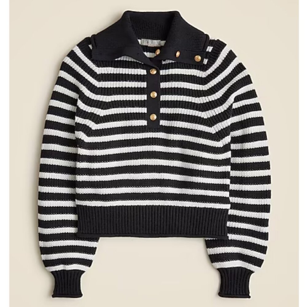 J.Crew Ribbed Cotton Button Collar Sweater - Picture 2 of 5